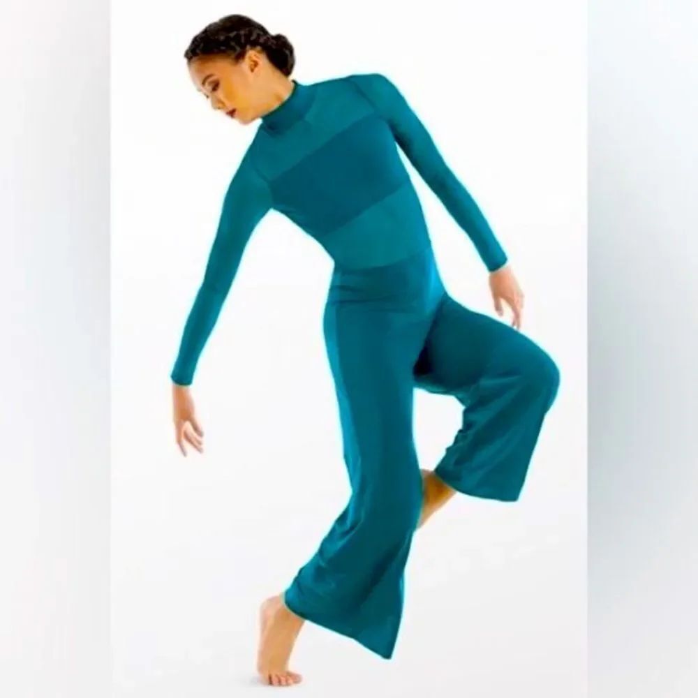 WEISSMAN Balera Dance Costume teal contemporary lyrical Unitard MJ11187 Child MC